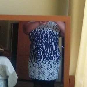 blue and white bubble printed dress